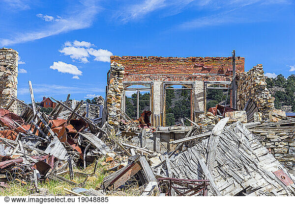 Old building in Belmont  ghost town in Nye County  Nevada  USA