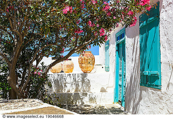 Old ceramic vessels in Apollonia village on Sifnos island in Greece.