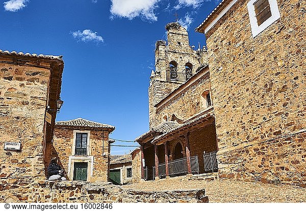 Old church in Castrillo de los Polvazares medieval town (Leon province  region of Castilla y Leon  Spain)