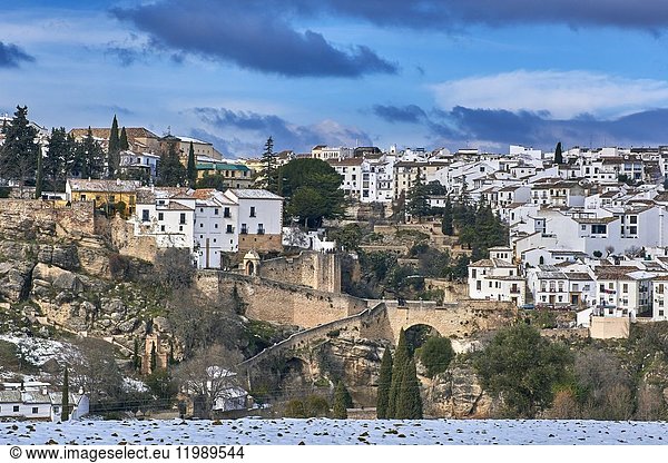 Old city walls  Ronda  Winter  Malaga province  Andalusia  Spain  Europe.
