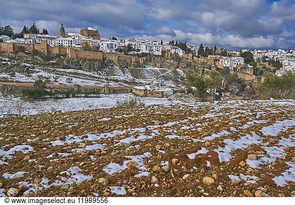 Old city walls  Ronda  Winter  Malaga province  Andalusia  Spain  Europe.