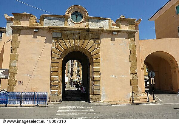 Old harbour gate  access to the old town  Portoferraio  Elba  Tuscany  Italy  Europe