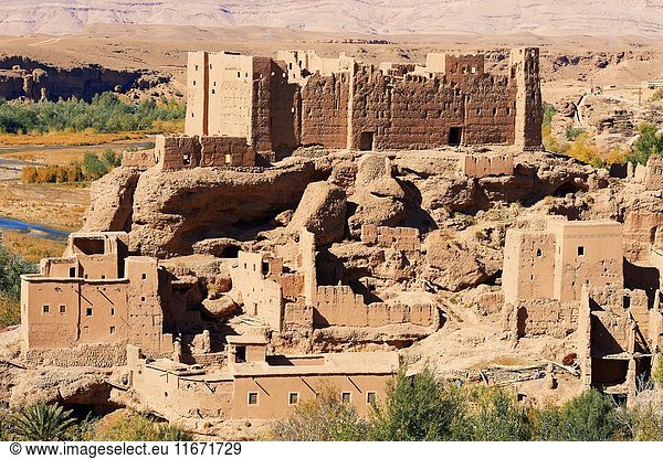 Old Kasbah Itran El Kelaa M'Gouna Vallée des Roses Rose Valley Sous-Massa-Draa High Atlas Morocco Africa .