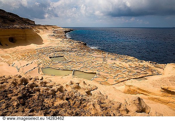 Old saltworks  Xatt Lahmar  Gozo island  Malta island  Republic of Malta  Europe