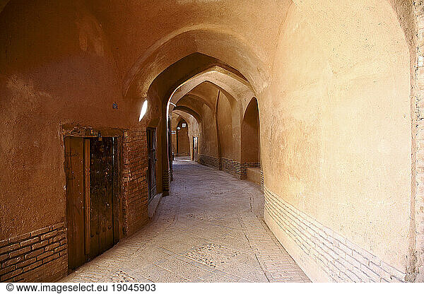 Old step with traditional clay arches in the city of Yazd  Iran