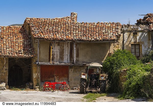 Old stone farm house. Las Merindades County Burgos  Castile and Leon  Spain  Europe.