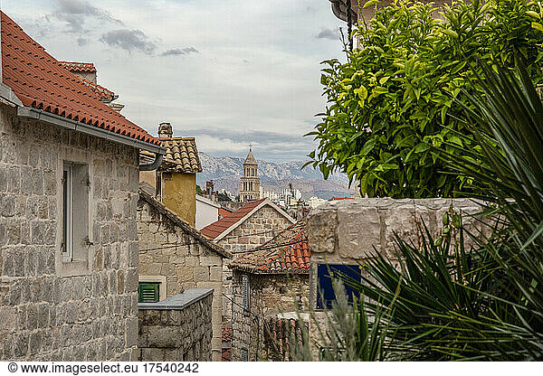 Old town and St. Dominus Church at Split  Dalmatia  Croatia