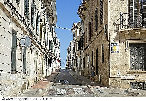 Old Town Street of Mahon  Port de Mao  Menorca  Balearic Islands  Balearic Islands  Mediterranean Sea  Spain  Europe