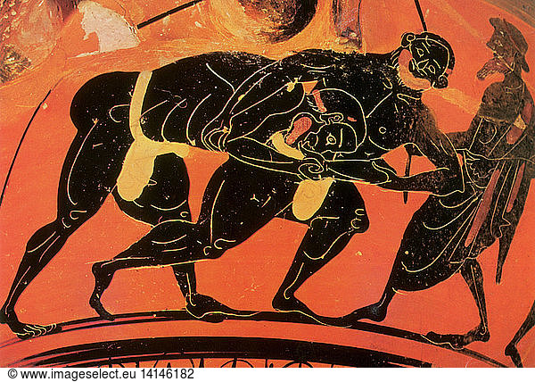 Olympic Games  Wrestling  Black-Figure Pottery