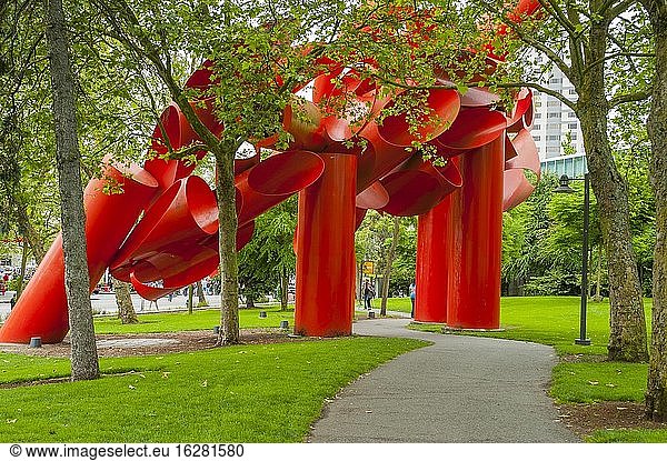 Olympic Iliad  also known as Pasta Tube  is a 1984 steel sculpture by Alexander Liberman  located in the lawn surrounding the Seattle Center in Seattle  Washington  United States.
