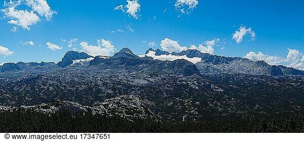 OLYMPUSView of the Hallstatt Glacier and High Dachstein  Dachstein Massif  Krippenstein  Obertraun  Salzkammergut  Upper Austria  Austria  Europe
