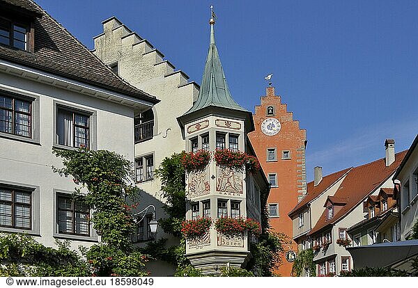 On Lake Constance  Meersburg  city centre  old town  bay window and upper gate