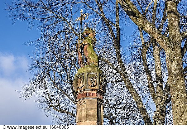 One of memorial Masons Pillars in The Meadows public park in Edinburgh  the capital of Scotland  part of United Kingdom.