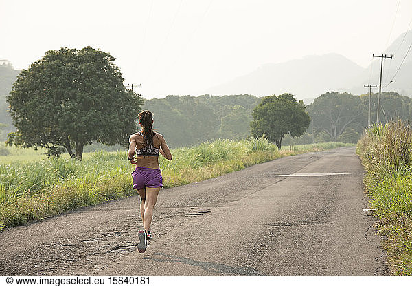 One runner on a road in Veracruz  Mexico.