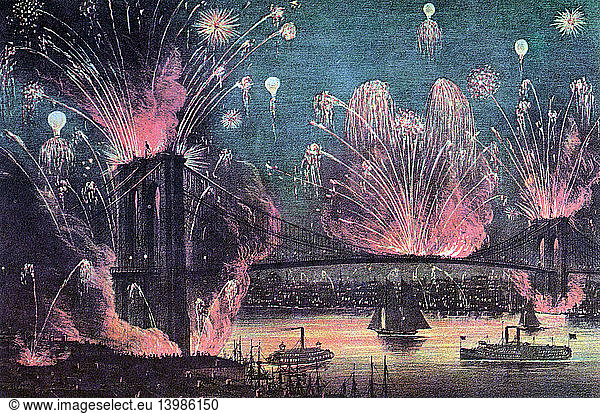 Opening of Brooklyn Bridge Celebration  1883