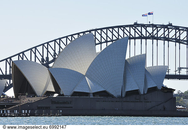 Opera House and Harbour Bridge  Sydney  New South Wales  Australia
