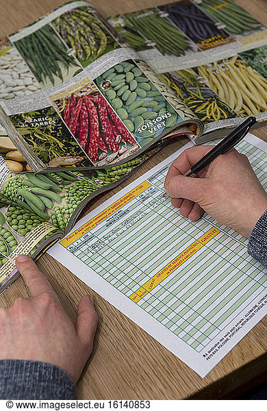 Order vegetable seeds in a catalog