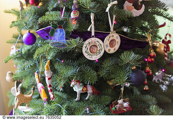 Ornamente auf Weihnachtsbaum