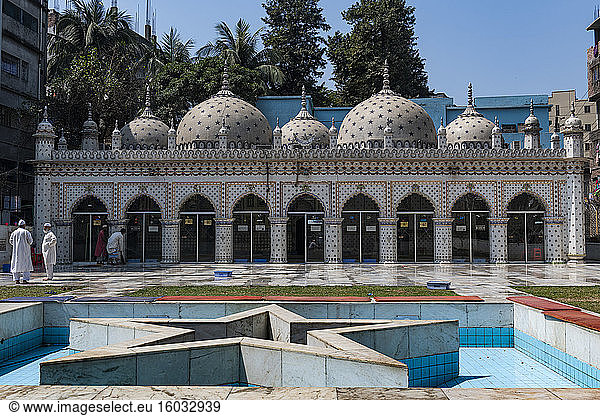 Ornate designs and motif of blue stars  Star Mosque (Tara Masjid)  Dhaka  Bangladesh  Asia