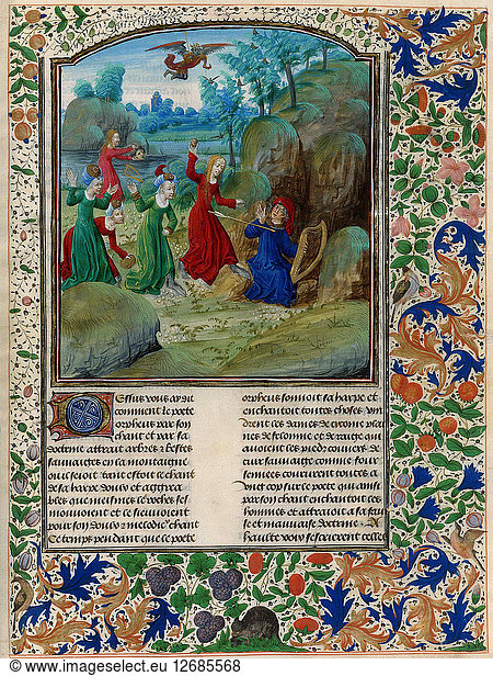 Orpheus zerrissen von den Mänaden  um 1480.