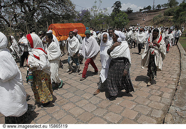 Orthodoxe christliche Osterfeierlichkeiten in Lalibela  Äthiopien  Afrika