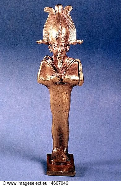 Osiris  Ã¤gypt. Gott  Herr des Totenreich  Statuette  Gold  um 1100 vChr. Osiris, Ã¤gypt. Gott, Herr des Totenreich, Statuette, Gold, um 1100 vChr.,