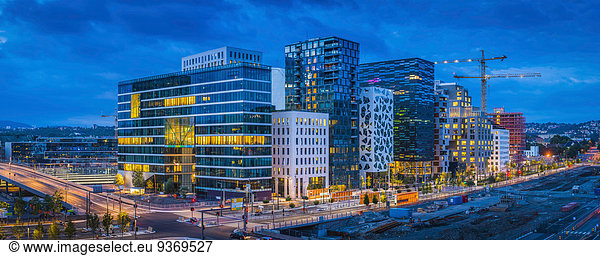 Oslo Hauptstadt Skyline Skylines Sonnenuntergang Gebäude Großstadt Norwegen