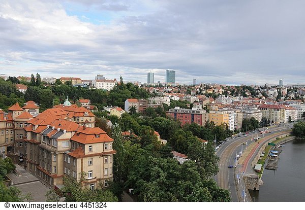 Oulook from the Park’s pointview next to Saint Peter’s and Saint Paul’s Church Vysehrad Castle Prague Czech Republic
