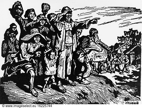 Our People are Coming / Chinese Civil War / Woodcut