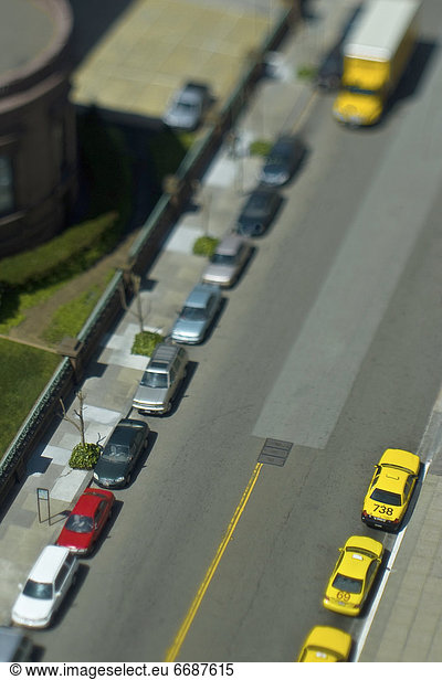 Overhead View of Cars Parked on Street