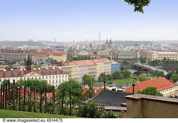 Overlook mala stana and the old city from hradcany castle gardens  Prague  Czech Republic