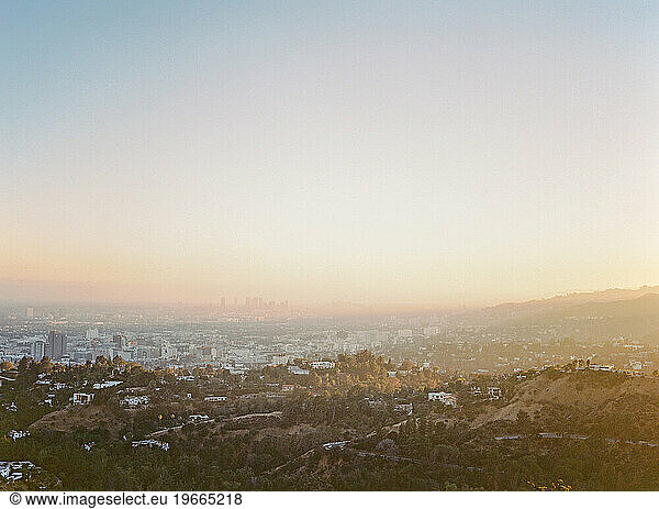 Overlooking Los Angeles from Griffith Park at sunset