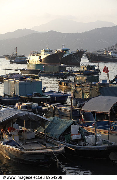 Overview of Boats in Harbor  Cheung Chau  China