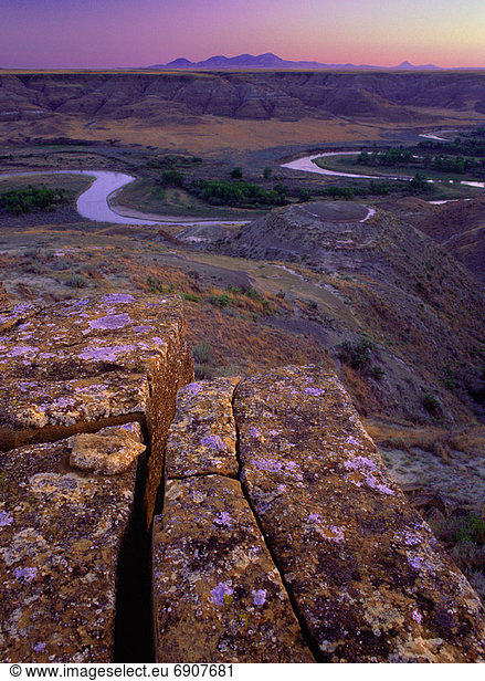 Overview of Landscape at Sunset  Milk River Canyon  near Aden  Southern Alberta  Canada