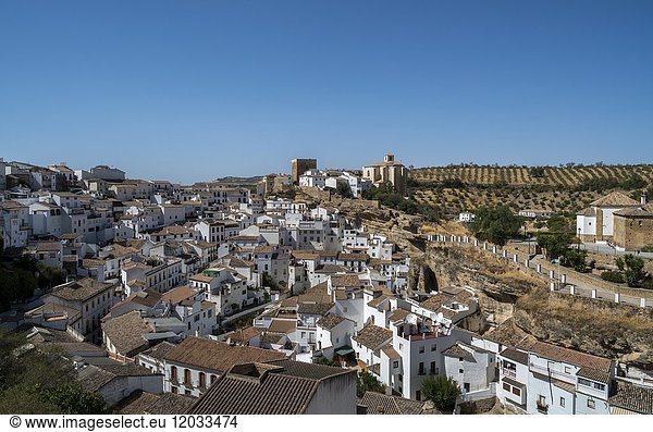 Overview of Setenil de las Bodegas  one of small white towns in Andalusia  Spain.