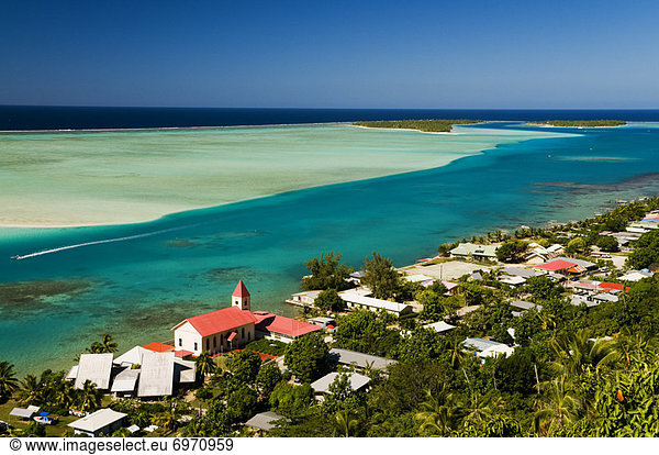 Overview of Village  Maupiti  French Polynesia