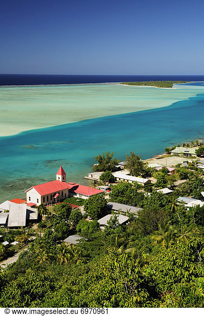 Overview of Village  Maupiti  French Polynesia