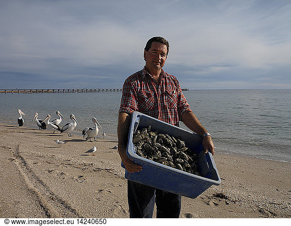 Oysters farmer  Smoky Bay  Eyre Peninsula  South Australia
