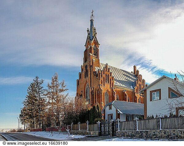 Ozeryany  Ukraine 01. 06. 2020. Church of St. Anne in the village of Ozeryany  Ternopil region of Ukraine  on a winter day.