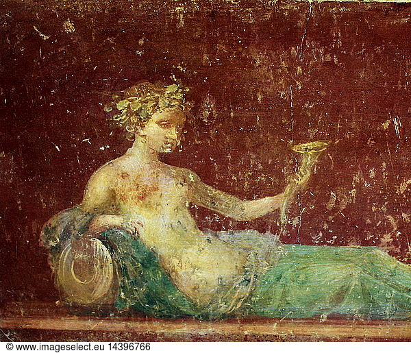 Painting at Pompeii. Wall-paintings in ancient Rome decorated the interiors of private houses and public buildings such as baths and temples  as well as more humble shops  taverns and even brothels.
