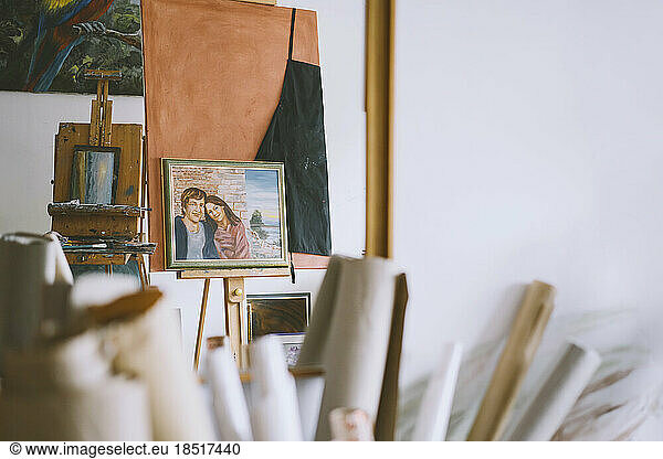 Painting in frame at art studio