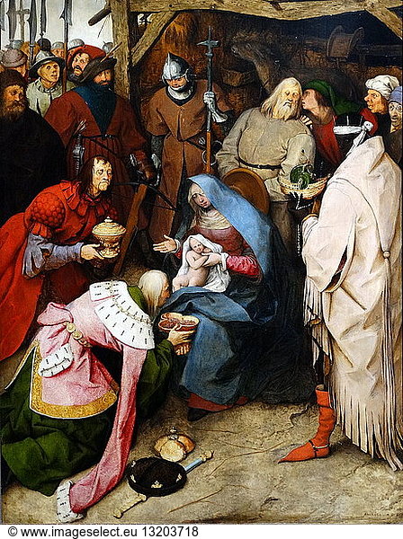 Painting titled 'The Adoration of the Kings' by Pieter Bruegel the Elder