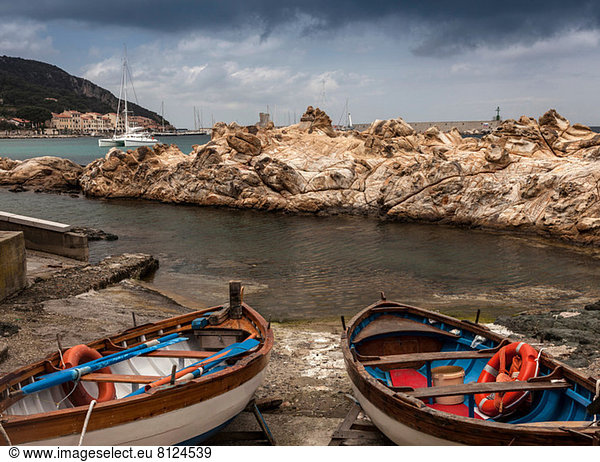Pair of fishing boats Marciana  Elba Island  Italy