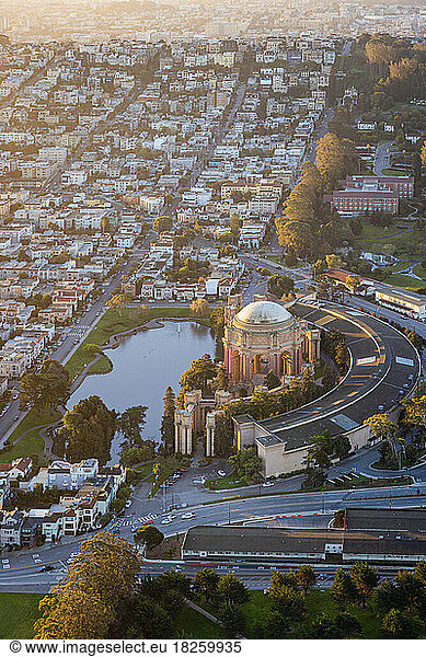 Palace of Fine Arts San Francisco Aerial Sunrise Photography