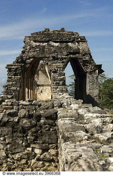 Palenque  Der Palast  Welterbe der UNESCO  Dachterrasse  Yucatan  Mexiko