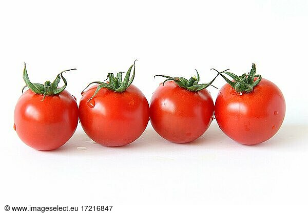 Panicle tomatoes on white background  food photography  studio shot