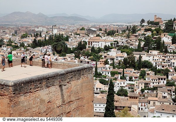 Panorama  Ansicht  Alhambra  Andalusien  Granada  Viertel Menge  Spanien