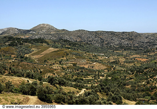 Panorama-Aussicht von Anogia auf das Psiloritis Gebirge  Kreta  Griechenland  Europa