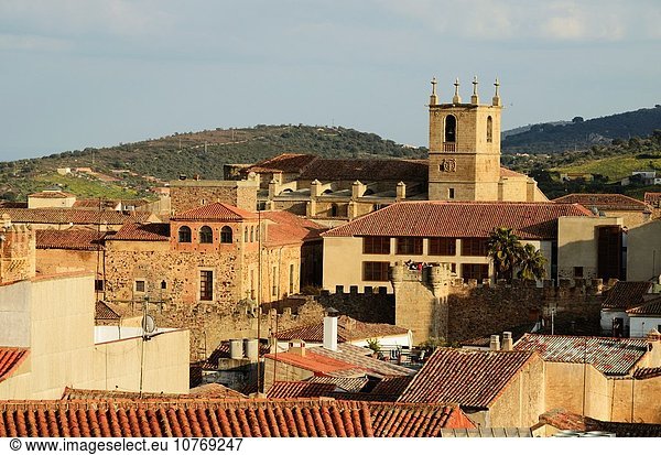 Panorama Europa Ansicht Seitenansicht Denkmal Caceres Extremadura Spanien
