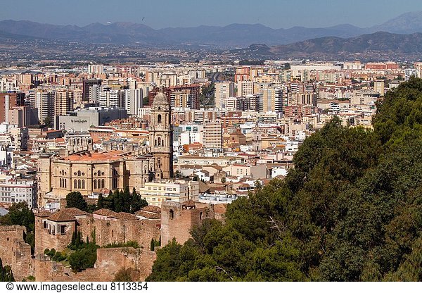 Panorama Großstadt Ansicht Andalusien Malaga Spanien